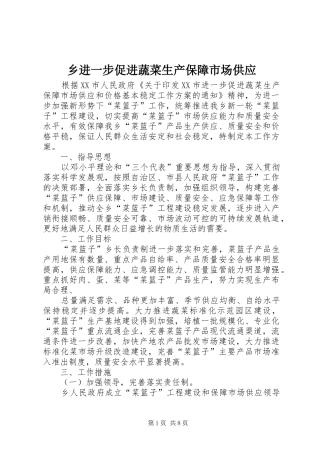 2024年乡进一步促进蔬菜生产保障市场供应