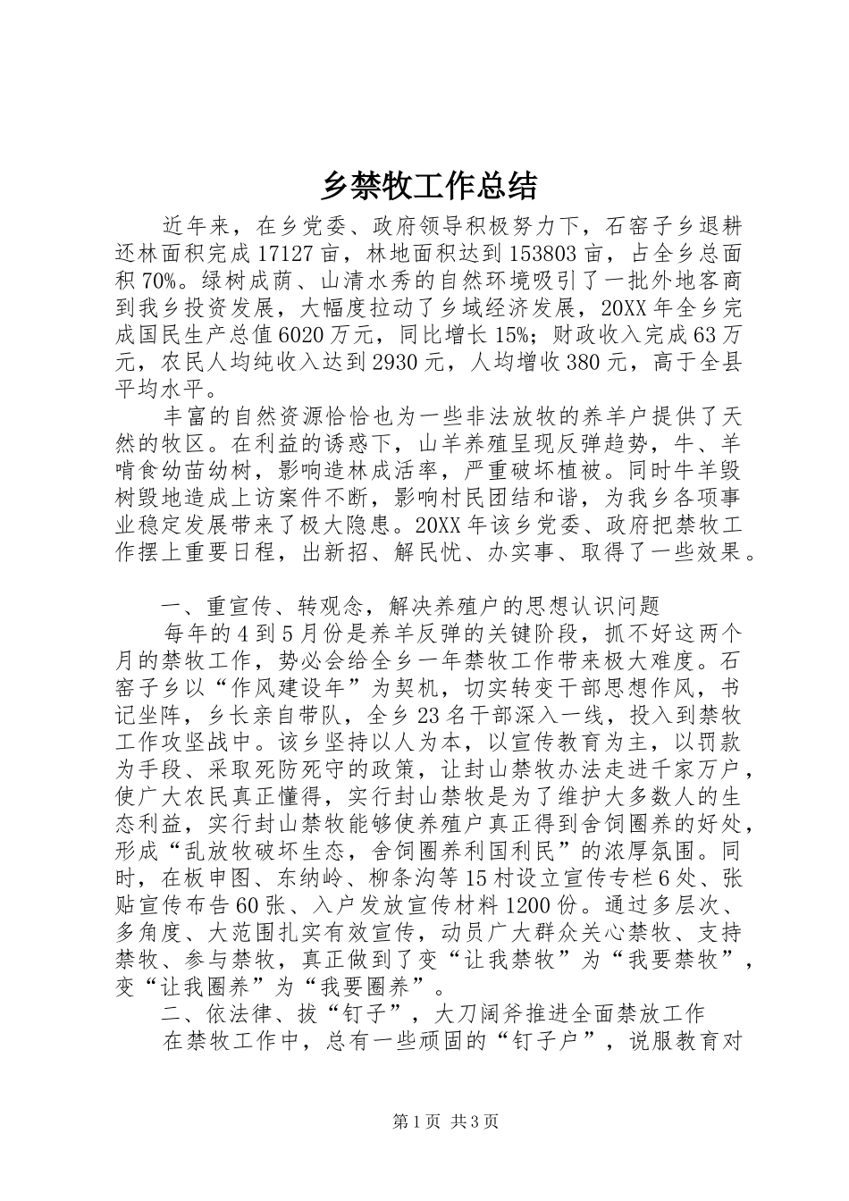 2024年乡禁牧工作总结_第1页