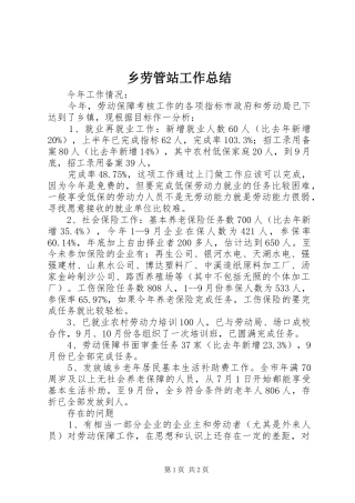 2024年乡劳管站工作总结