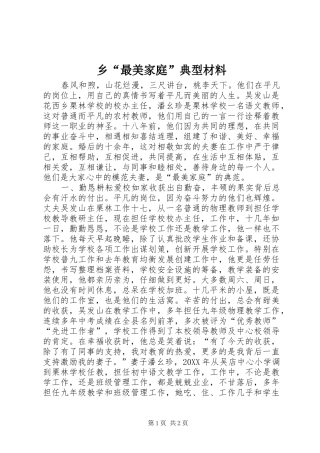 2024年乡最美家庭典型材料