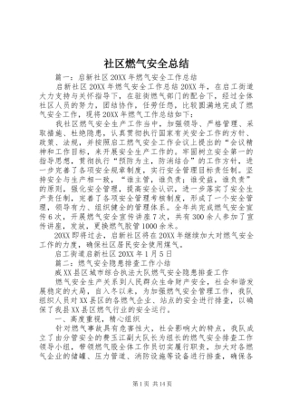 2024年社区燃气安全总结