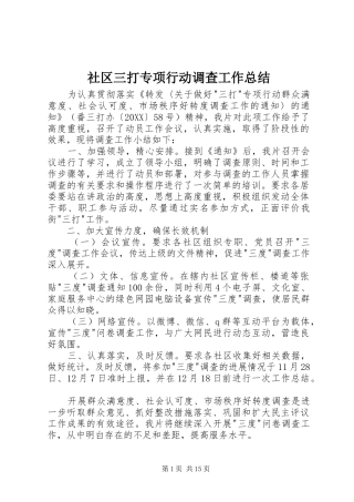 2024年社区三打专项行动调查工作总结