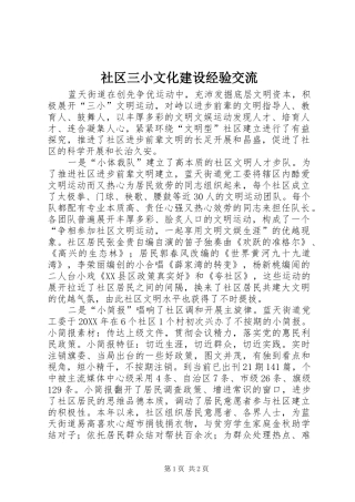 2024年社区三小文化建设经验交流