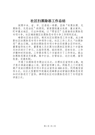 2024年社区扫黑除恶工作总结