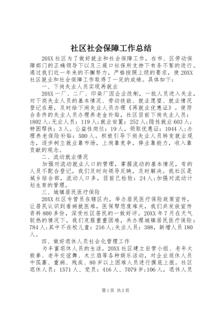 2024年社区社会保障工作总结