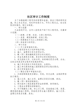 2024年社区审计工作制度
