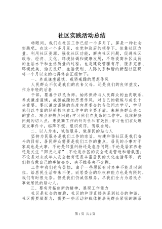 2024年社区实践活动总结