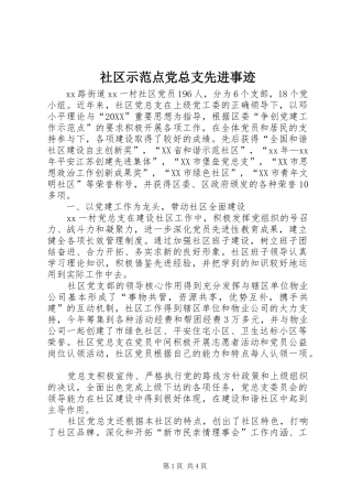 2024年社区示范点党总支先进事迹