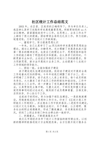 2024年社区统计工作总结范文