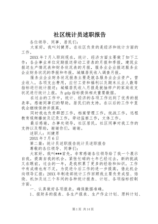 2024年社区统计员述职报告