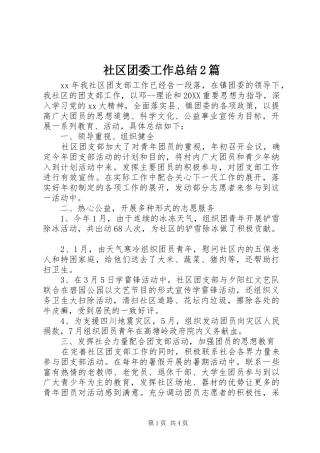 2024年社区团委工作总结篇