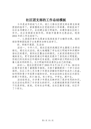 2024年社区团支部的工作总结模板