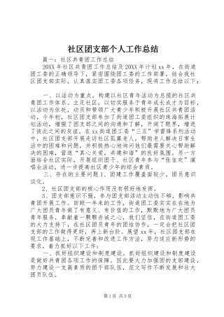 2024年社区团支部个人工作总结