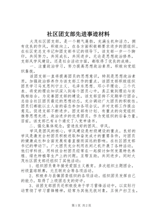 2024年社区团支部先进事迹材料