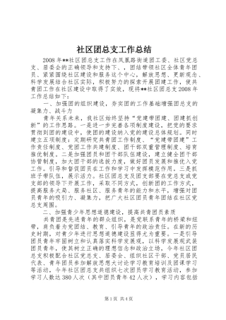 2024年社区团总支工作总结