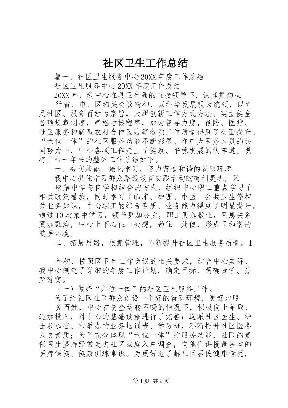 2024年社区卫生工作总结_第1页