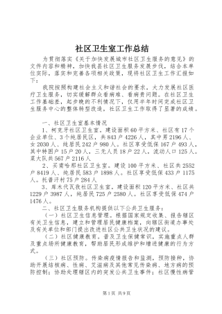 2024年社区卫生室工作总结