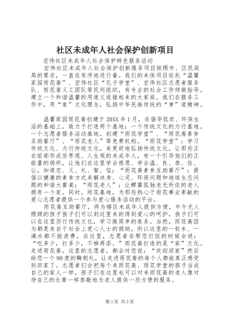 2024年社区未成年人社会保护创新项目