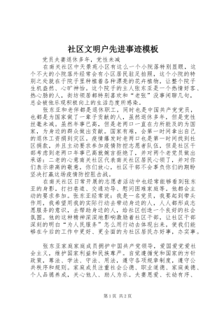 2024年社区文明户先进事迹模板