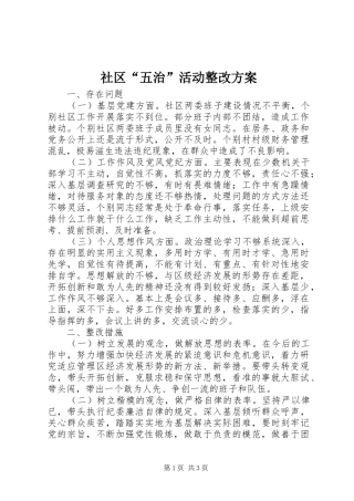 2024年社区五治活动整改方案