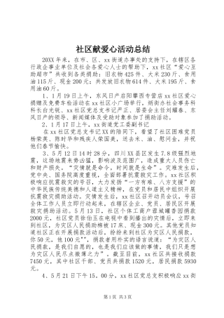 2024年社区献爱心活动总结