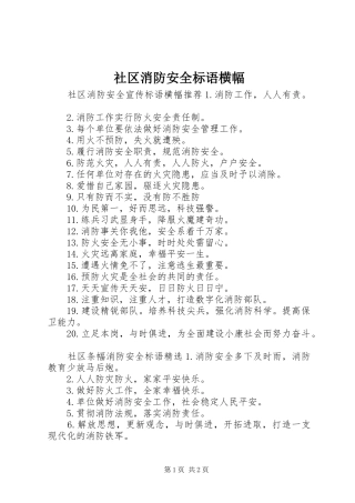 2024年社区消防安全标语横幅