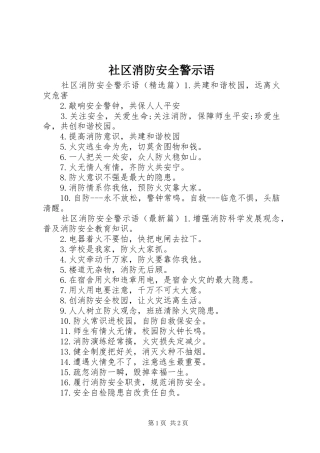 2024年社区消防安全警示语