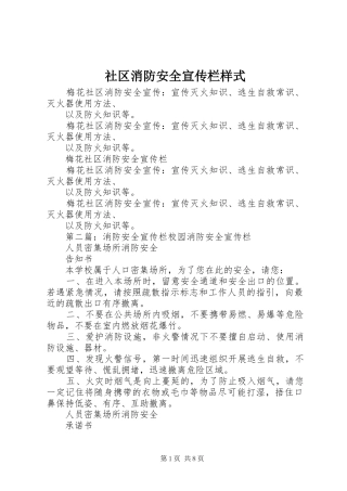 2024年社区消防安全宣传栏样式