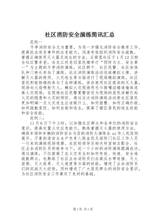 2024年社区消防安全演练简讯汇总