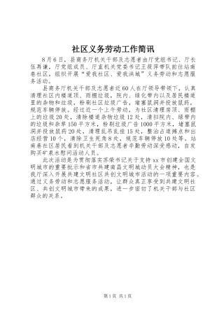 2024年社区义务劳动工作简讯