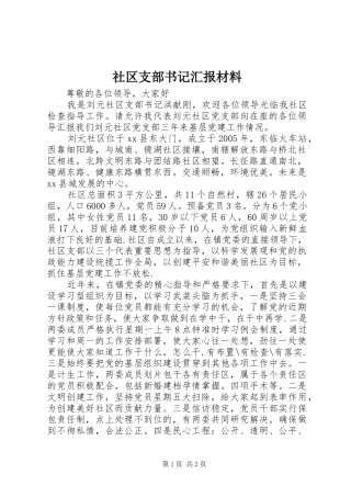 2024年社区支部书记汇报材料