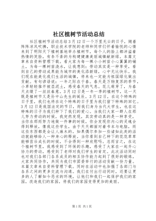 2024年社区植树节活动总结