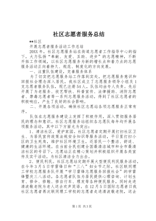 2024年社区志愿者服务总结