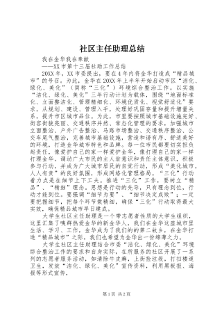 2024年社区主任助理总结