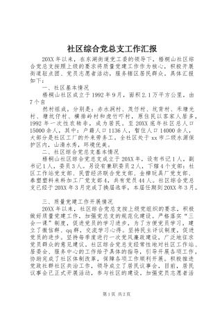 2024年社区综合党总支工作汇报