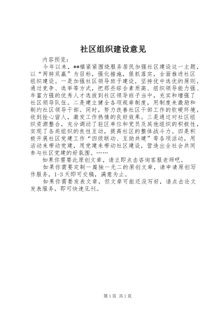 2024年社区组织建设意见