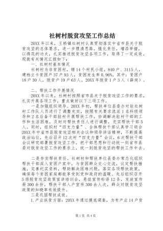 2024年社树村脱贫攻坚工作总结