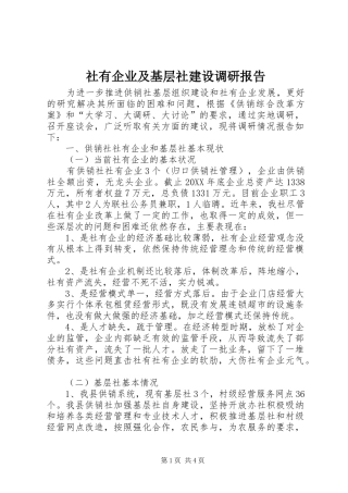 2024年社有企业及基层社建设调研报告
