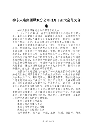 2024年神东天隆集团煤炭分公司召开干部大会范文合集