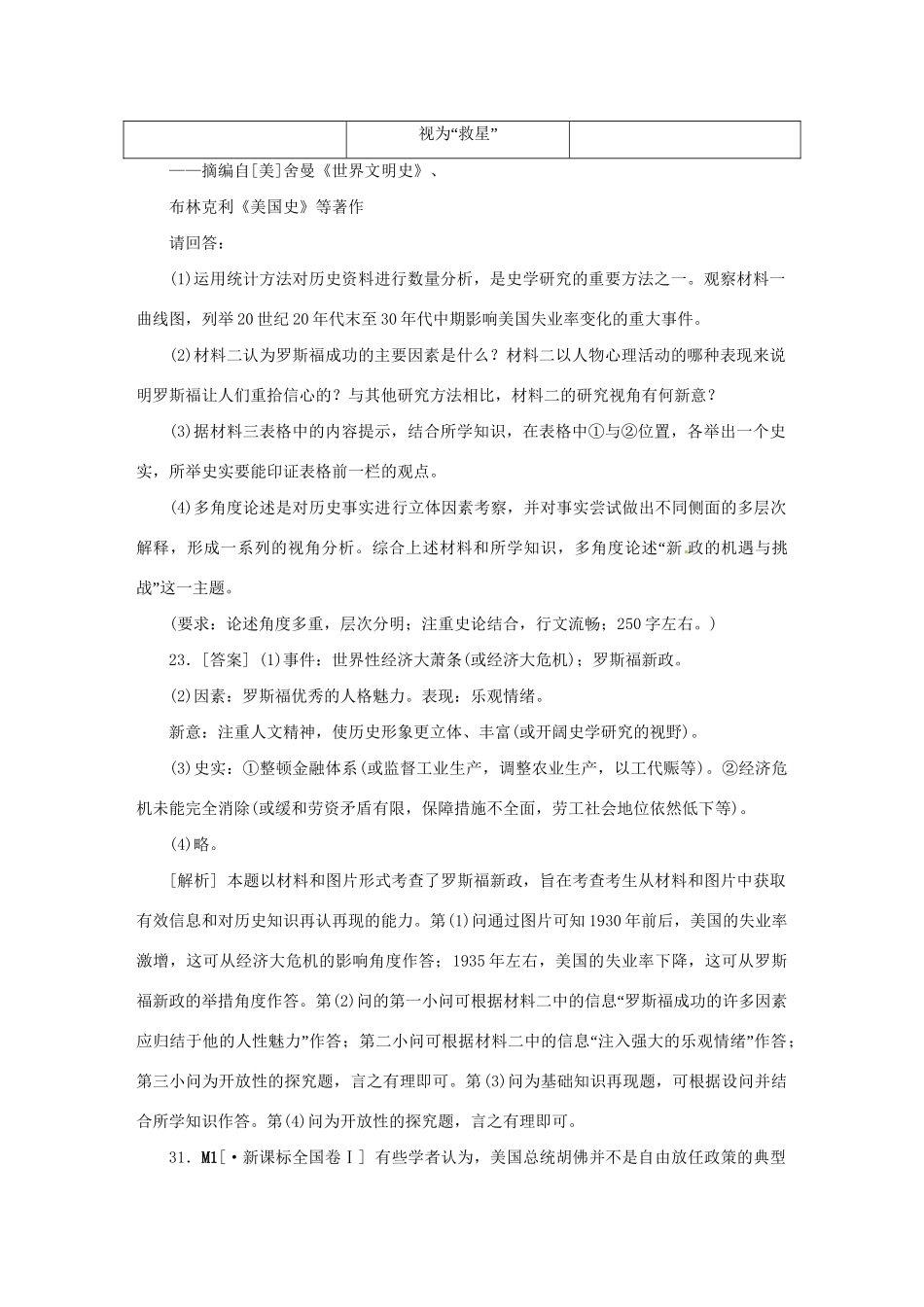 高考历史 （高考真题+模拟新题）M单元 各国经济体制的创新和调整_第3页