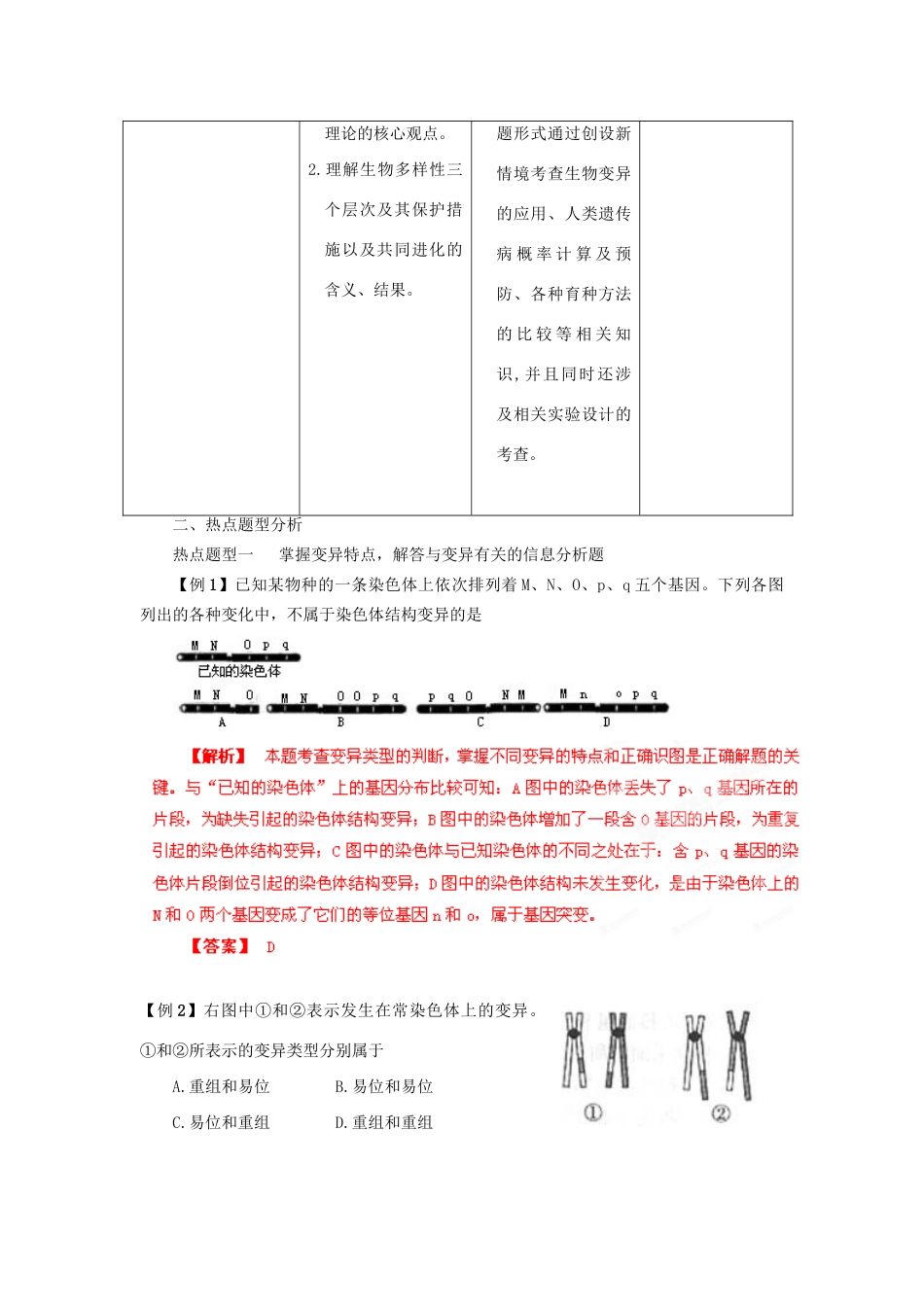 高考生物 考前30天冲刺押题系列 专题09 生物的变异和进化_第2页