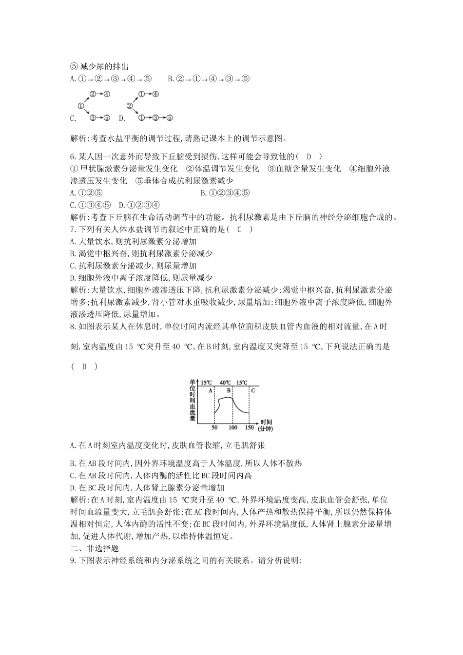 高考生物一轮复习 第2章第3节 神经调节与体液调节的关系课时作业（含解析）新人教版_第2页