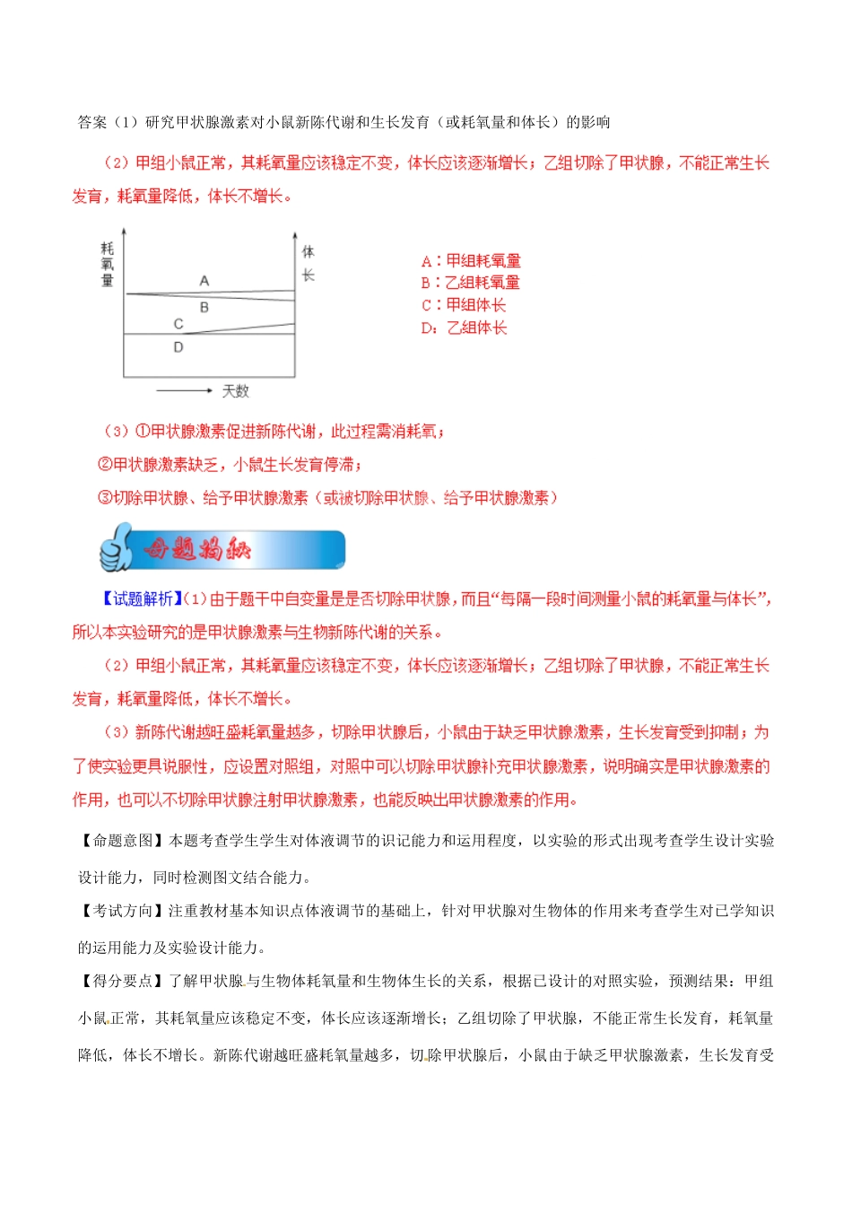 3高考生物母题全揭秘 专题 激素调节_第2页