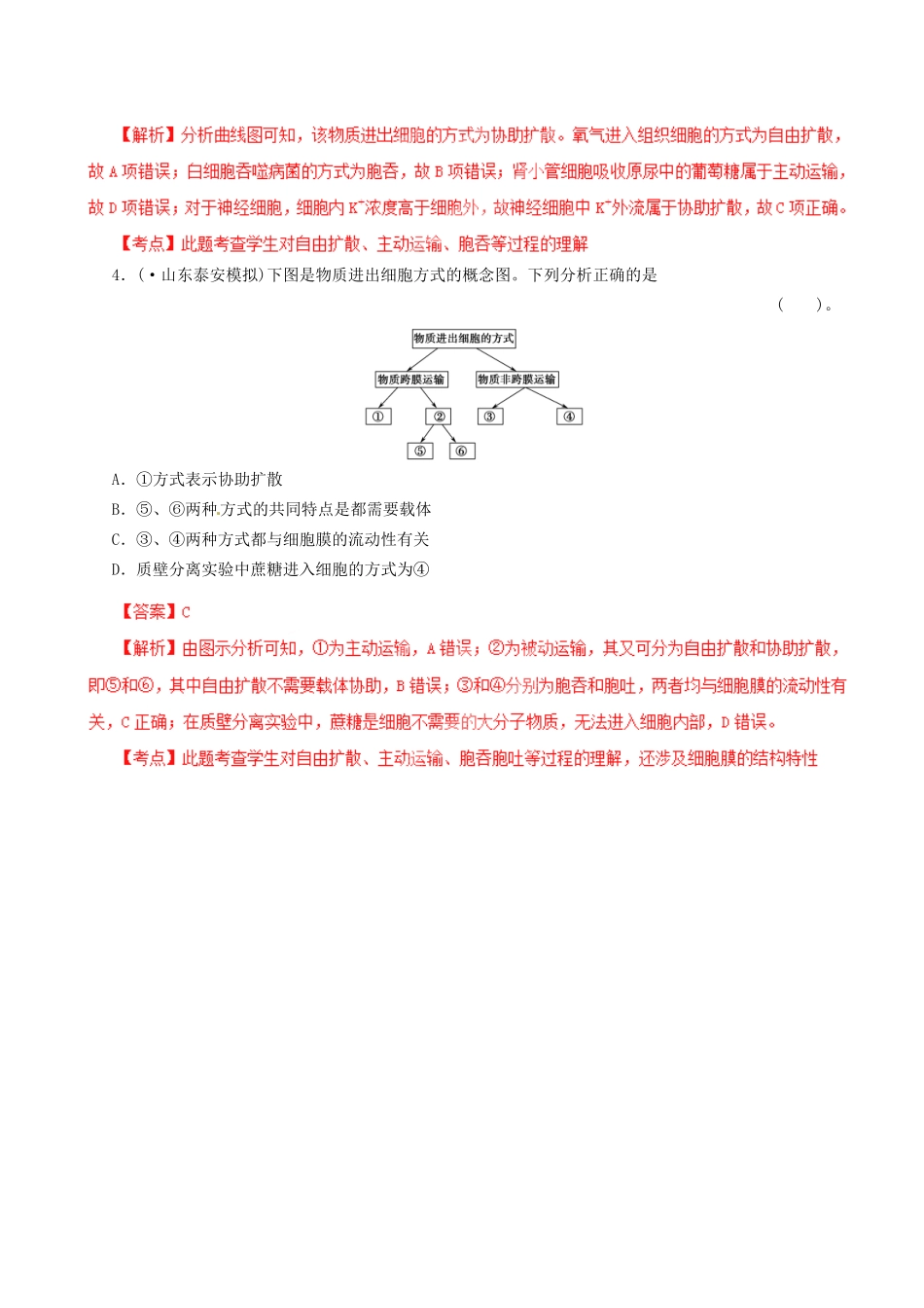 3高考生物母题全揭秘 专题 跨膜运输方式_第3页