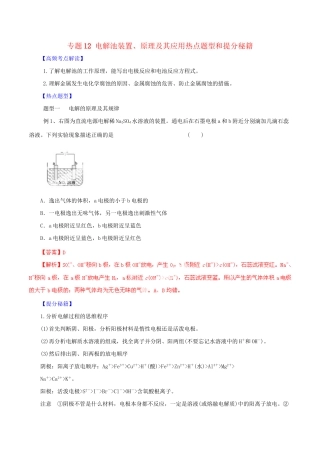 高考化学 专题12 电解池装置、原理及其应用热点题型和提分秘籍（含解析）