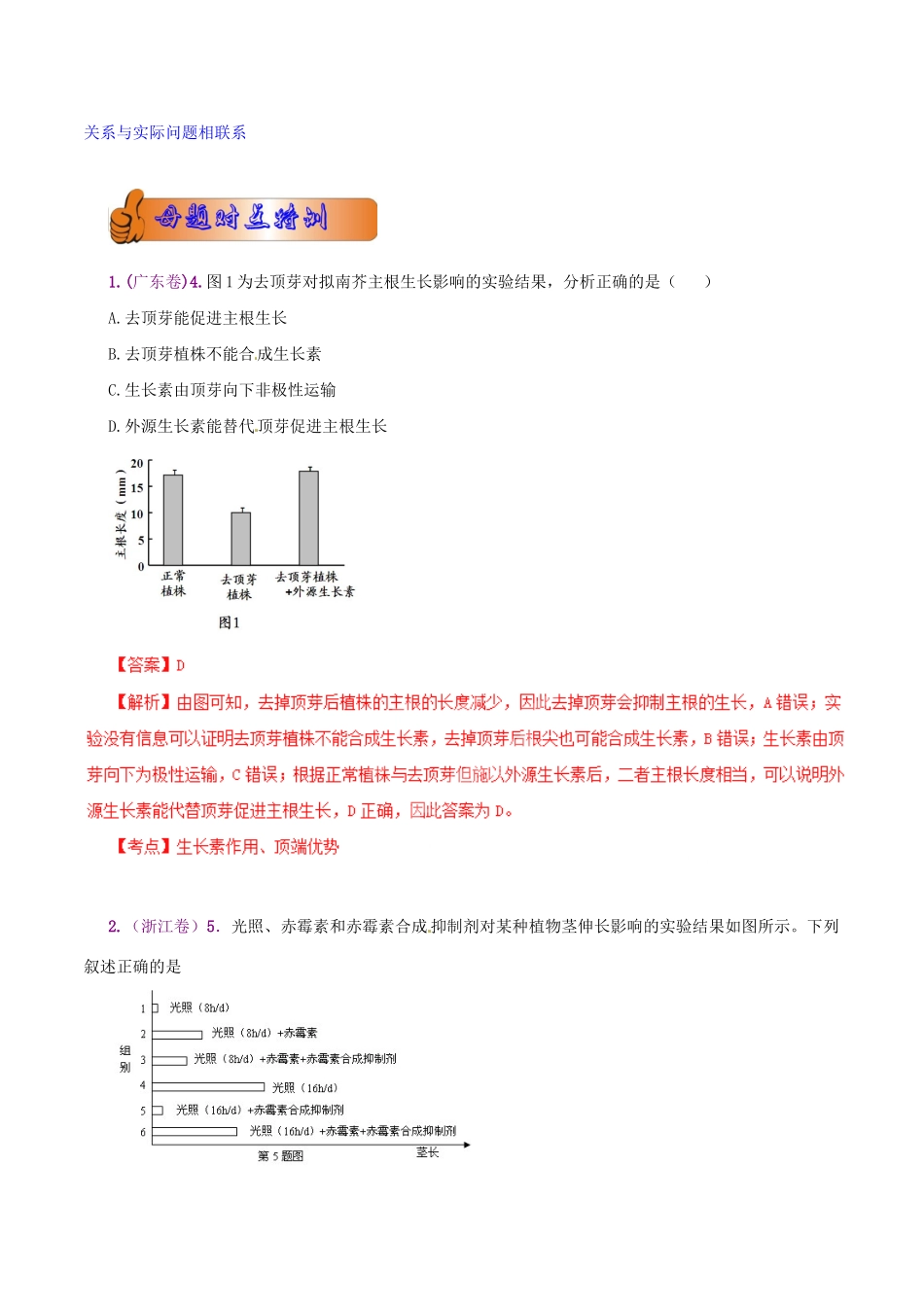 6高考生物母题全揭秘 专题 植物的激素调节_第2页