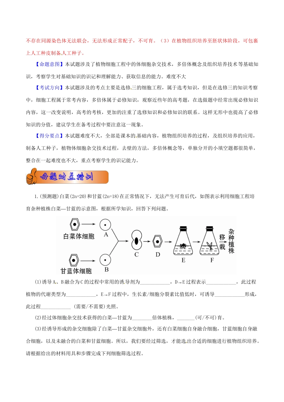 II 高考生物母题全揭秘 专题 细胞工程_第2页