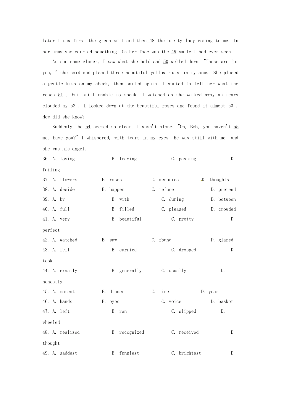 高考英语 考前30天冲刺押题系列 专题12 完形填空（学生版）_第3页