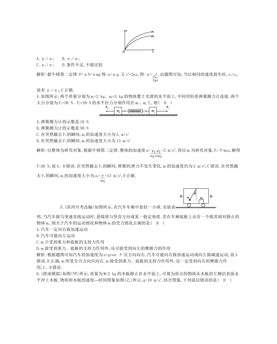 （福建专）高考物理一轮复习 第二课时牛顿第二定律及两类基本问题　单位制课时训练_第2页