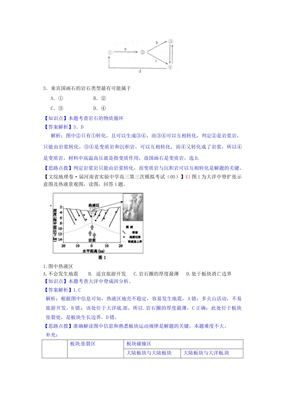 高考地理 试题汇编 E地壳物质循环_第2页